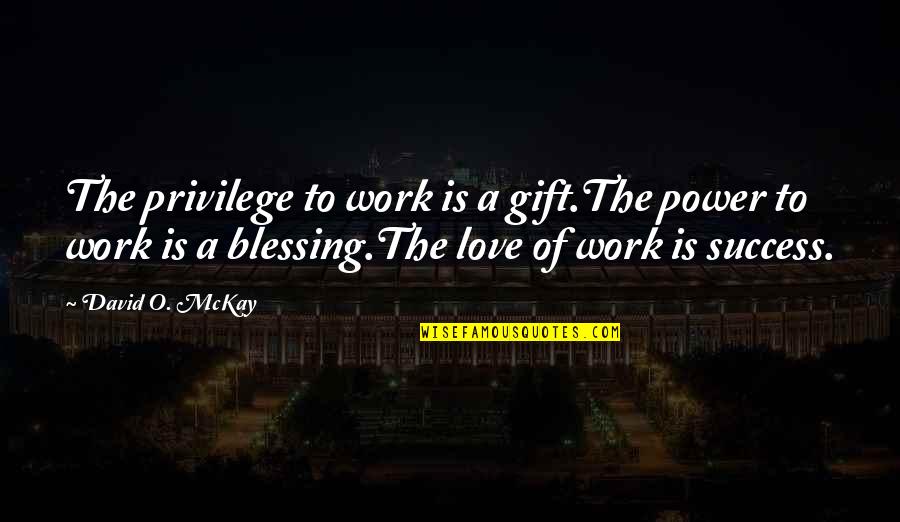 Gift Of Work Quotes By David O. McKay: The privilege to work is a gift.The power