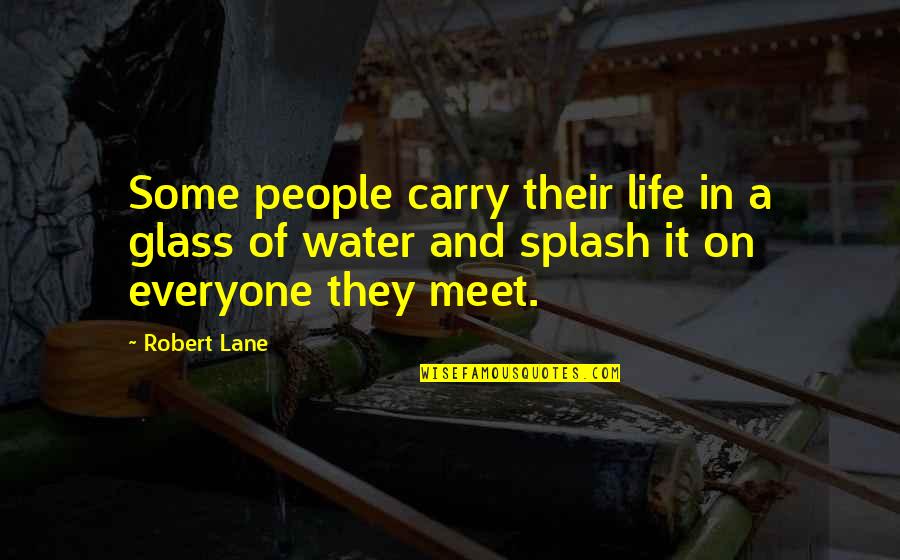 Gijoeelite Quotes By Robert Lane: Some people carry their life in a glass