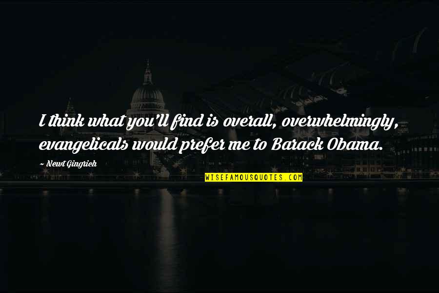 Gingrich Obama Quotes By Newt Gingrich: I think what you'll find is overall, overwhelmingly,