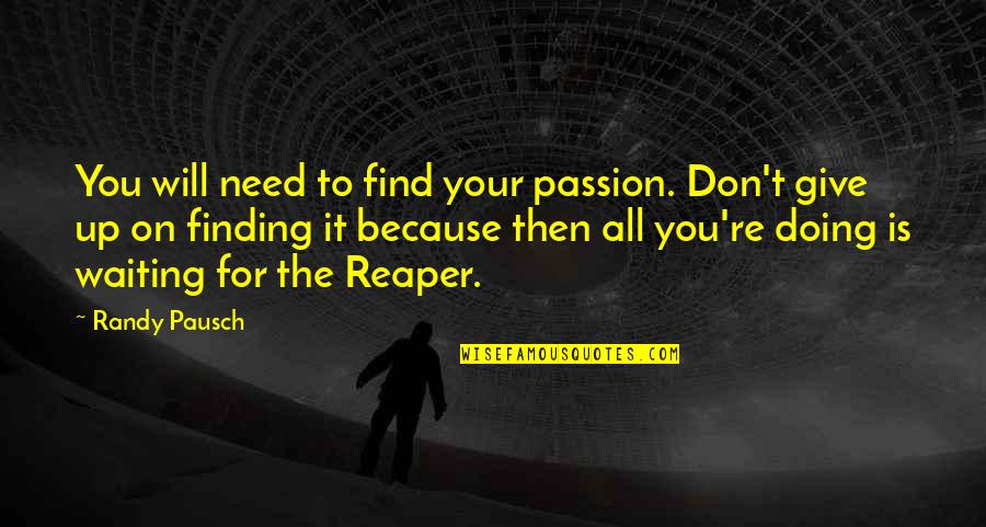 Give It All Up For You Quotes By Randy Pausch: You will need to find your passion. Don't