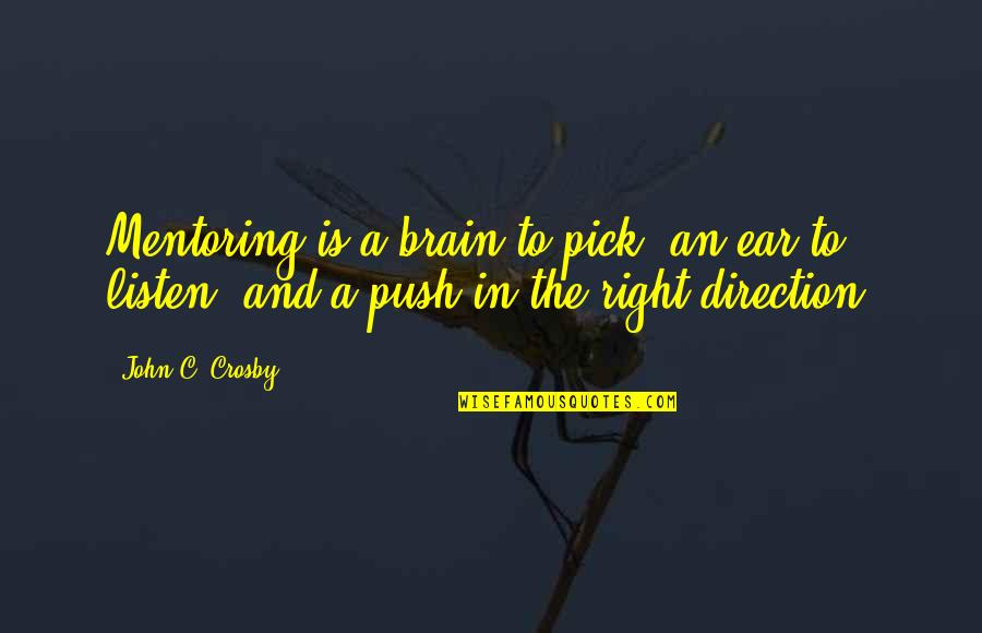 Giver Birth Mother Quotes By John C. Crosby: Mentoring is a brain to pick, an ear