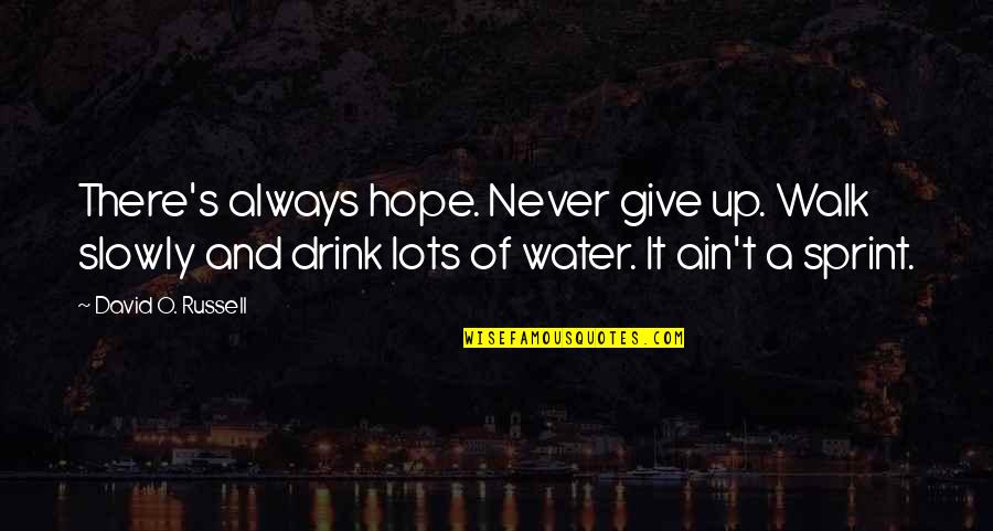 Giving Up Hope Quotes By David O. Russell: There's always hope. Never give up. Walk slowly