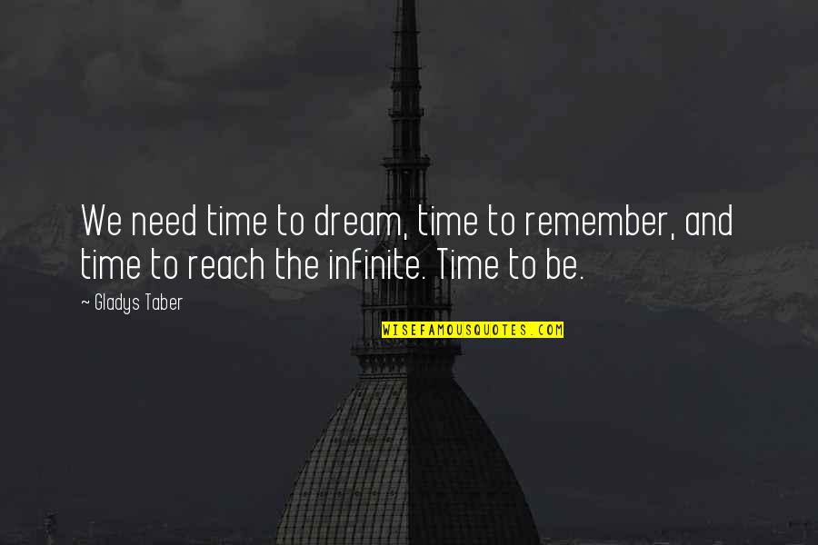 Gladys Taber Quotes By Gladys Taber: We need time to dream, time to remember,