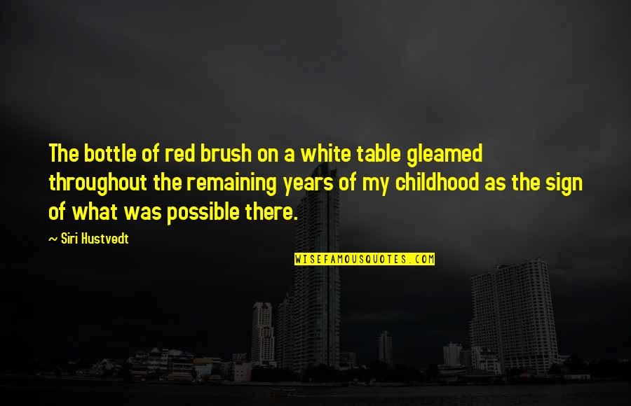 Gleamed Quotes By Siri Hustvedt: The bottle of red brush on a white