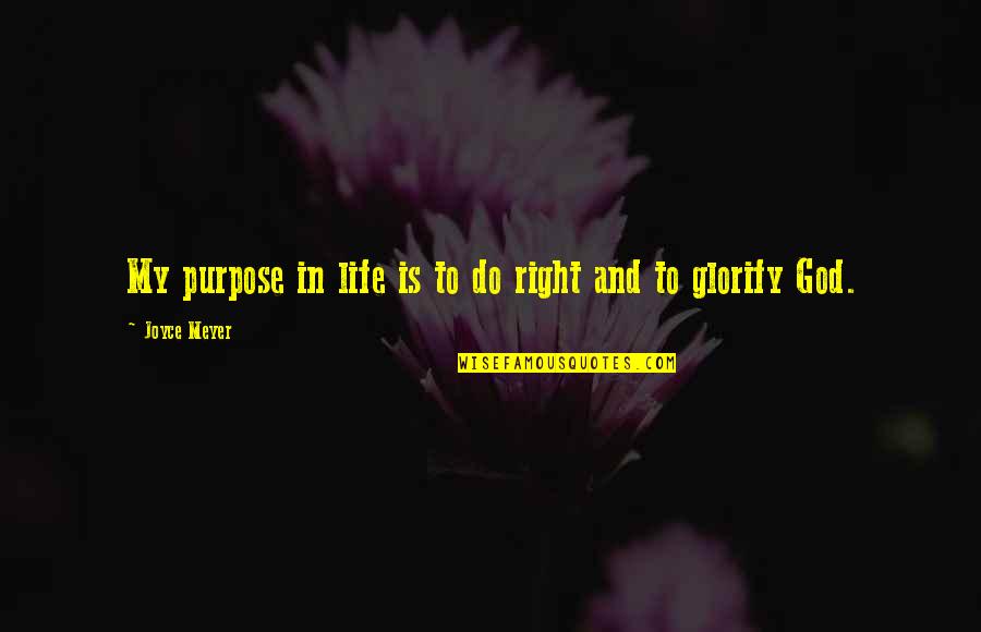 Glorify Quotes By Joyce Meyer: My purpose in life is to do right