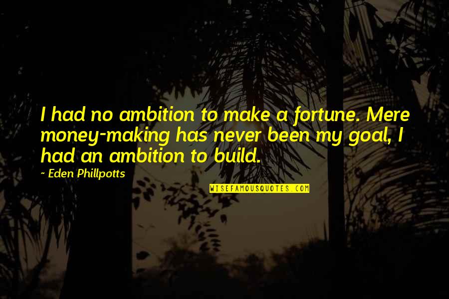 Goal Making Quotes By Eden Phillpotts: I had no ambition to make a fortune.