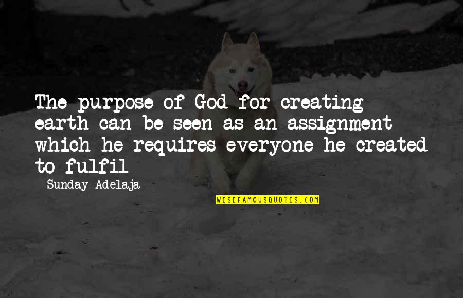 God Assignment Quotes By Sunday Adelaja: The purpose of God for creating earth can