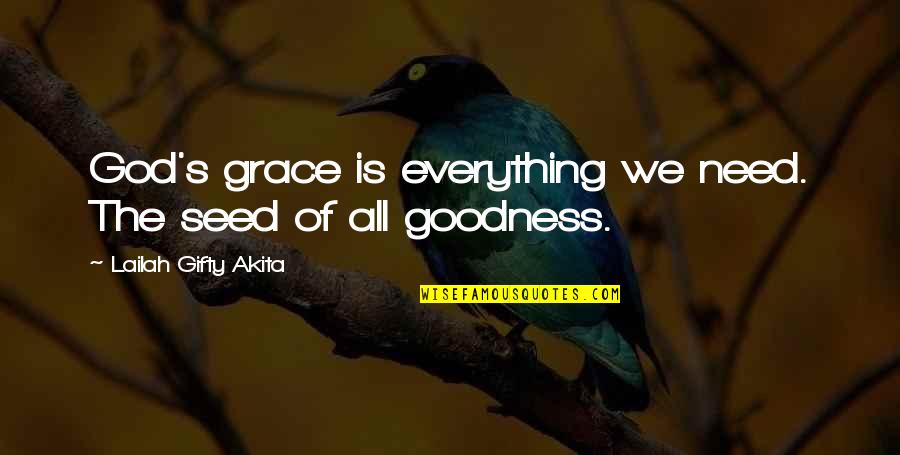 God Goodness Quotes By Lailah Gifty Akita: God's grace is everything we need. The seed