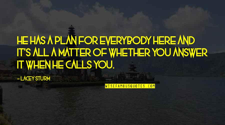 God Plan For You Quotes By Lacey Sturm: He has a plan for everybody here and