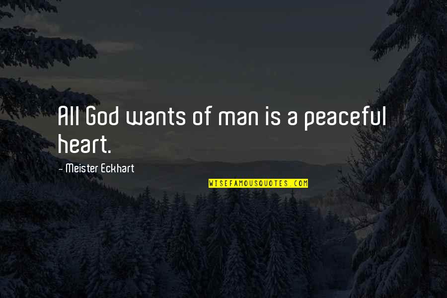 God Vs Man Quotes By Meister Eckhart: All God wants of man is a peaceful