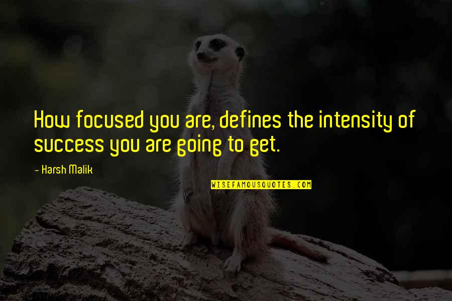 Going For Success Quotes By Harsh Malik: How focused you are, defines the intensity of