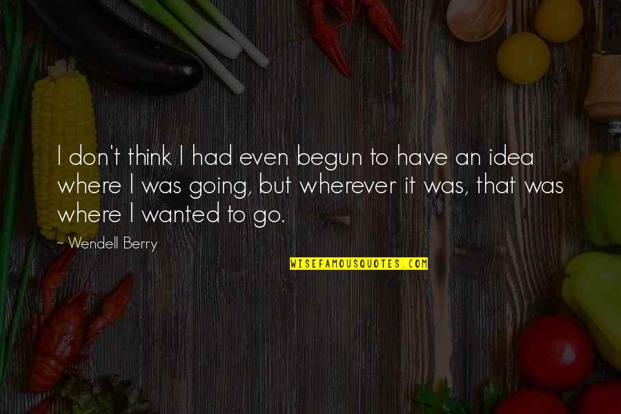 Going Where You Are Wanted Quotes By Wendell Berry: I don't think I had even begun to