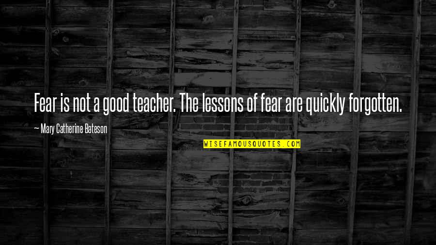Good Fear Quotes By Mary Catherine Bateson: Fear is not a good teacher. The lessons