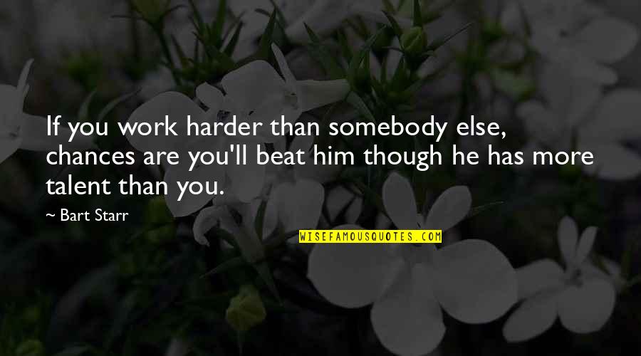 Good Morning Cupcake Quotes By Bart Starr: If you work harder than somebody else, chances