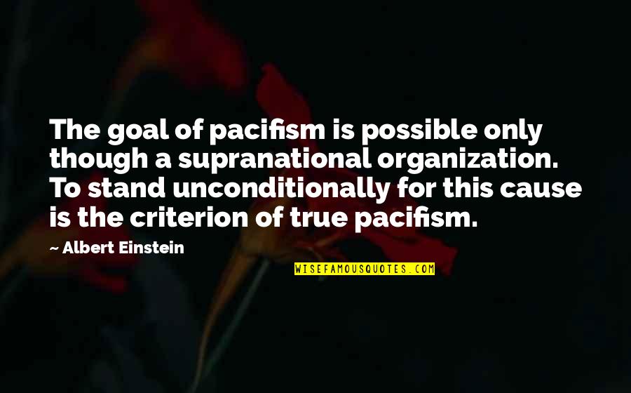 Gordy Quotes By Albert Einstein: The goal of pacifism is possible only though