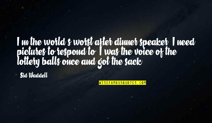 Got No Balls Quotes By Sid Waddell: I'm the world's worst after-dinner speaker. I need