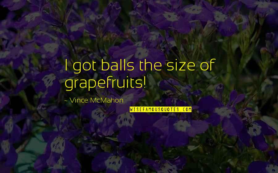 Got No Balls Quotes By Vince McMahon: I got balls the size of grapefruits!