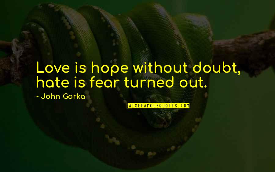 Gotovac Slavko Quotes By John Gorka: Love is hope without doubt, hate is fear