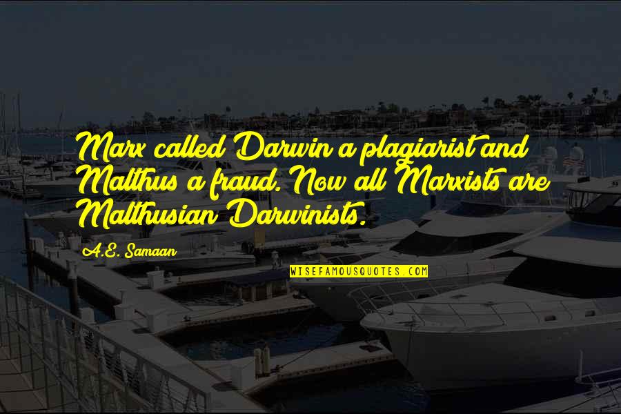 Government Regulation Quotes By A.E. Samaan: Marx called Darwin a plagiarist and Malthus a