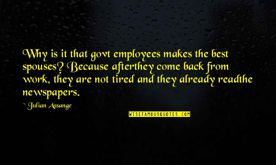 Govt Quotes By Julian Assange: Why is it that govt employees makes the