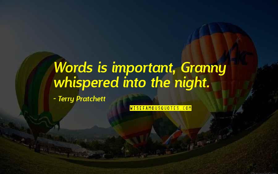 Granny Quotes By Terry Pratchett: Words is important, Granny whispered into the night.