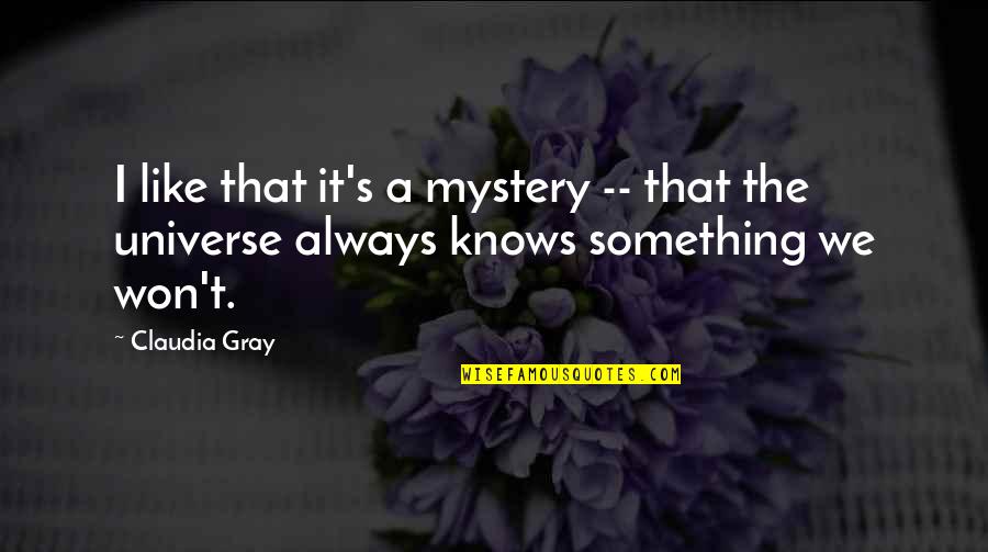 Gray Quotes By Claudia Gray: I like that it's a mystery -- that