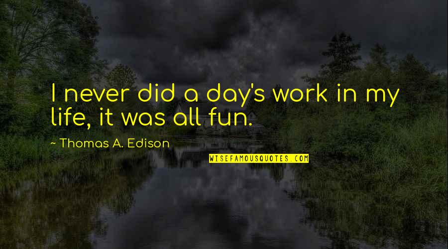 Gre Analytical Writing Quotes By Thomas A. Edison: I never did a day's work in my