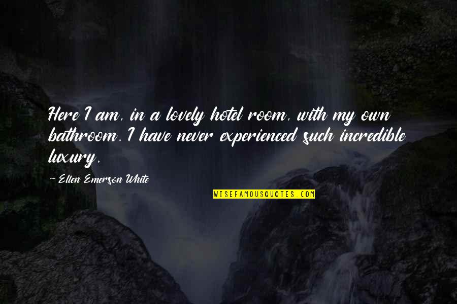 Great Expectations Chapter 31 Quotes By Ellen Emerson White: Here I am, in a lovely hotel room,