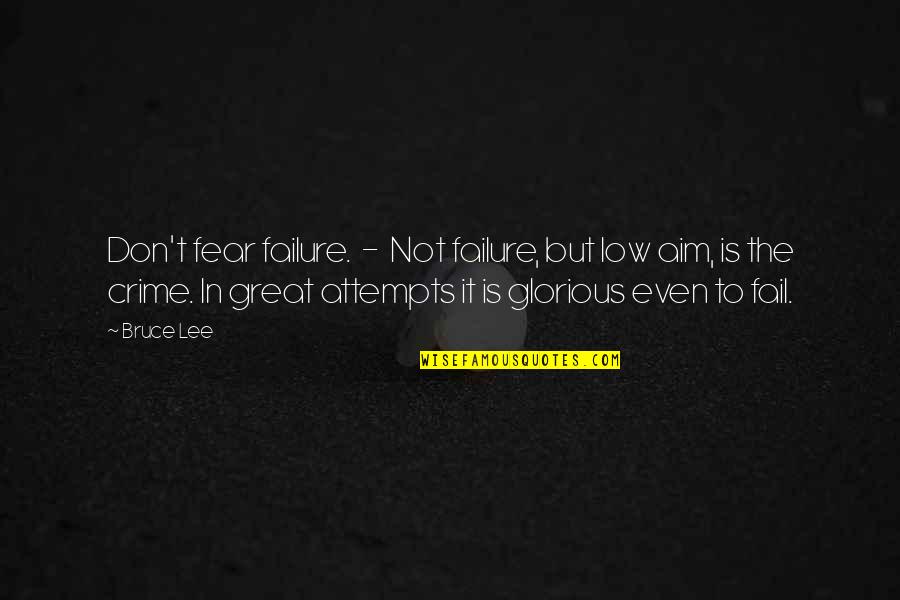 Great Motivational Quotes By Bruce Lee: Don't fear failure. - Not failure, but low