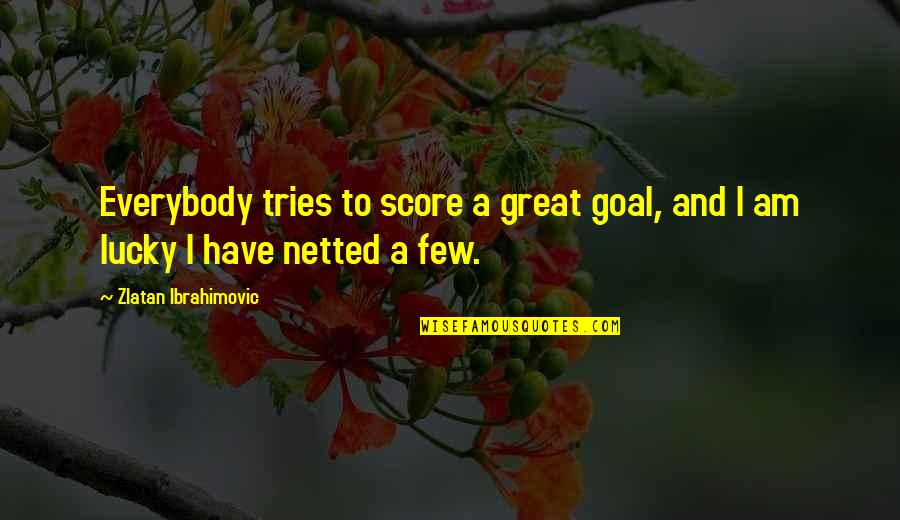 Great Score Quotes By Zlatan Ibrahimovic: Everybody tries to score a great goal, and