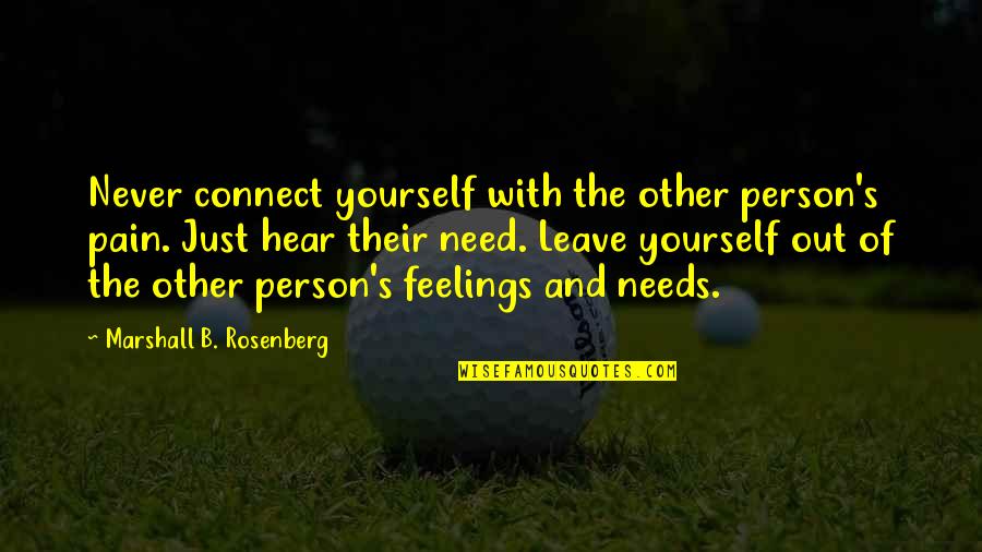 Greenshields Project Quotes By Marshall B. Rosenberg: Never connect yourself with the other person's pain.