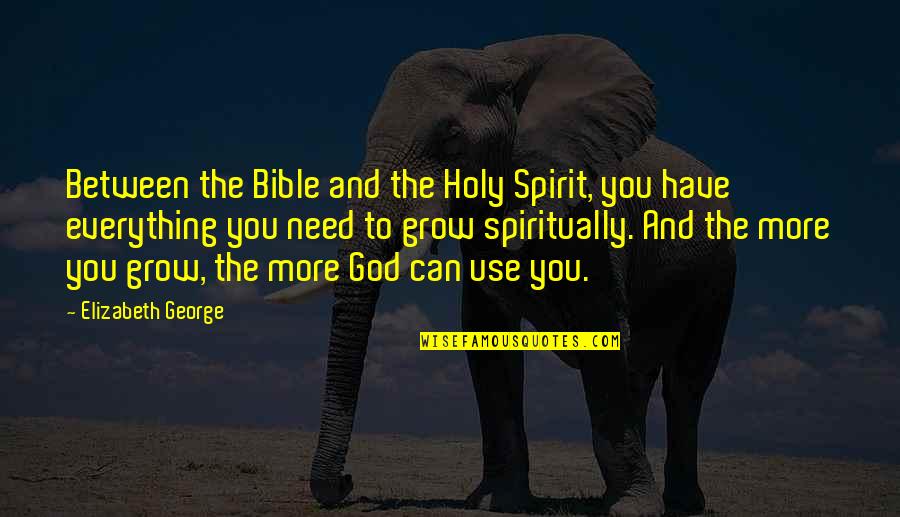 Grow In The Lord Quotes By Elizabeth George: Between the Bible and the Holy Spirit, you
