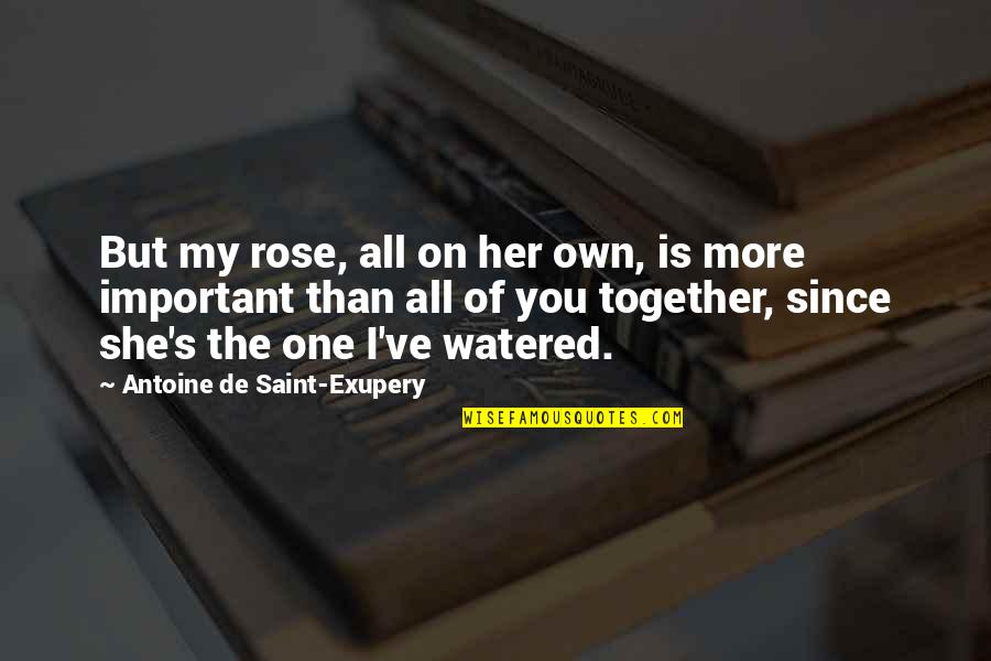 Grozing Quotes By Antoine De Saint-Exupery: But my rose, all on her own, is