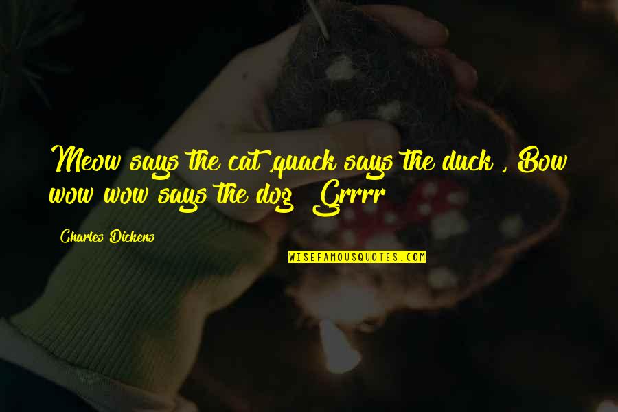 Grrrr Quotes By Charles Dickens: Meow says the cat ,quack says the duck