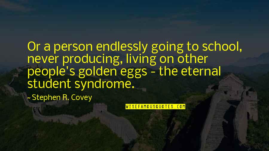 Grrrr Quotes By Stephen R. Covey: Or a person endlessly going to school, never