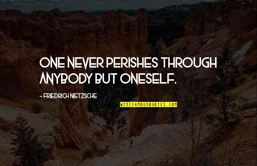 Grunten Quotes By Friedrich Nietzsche: One never perishes through anybody but oneself.