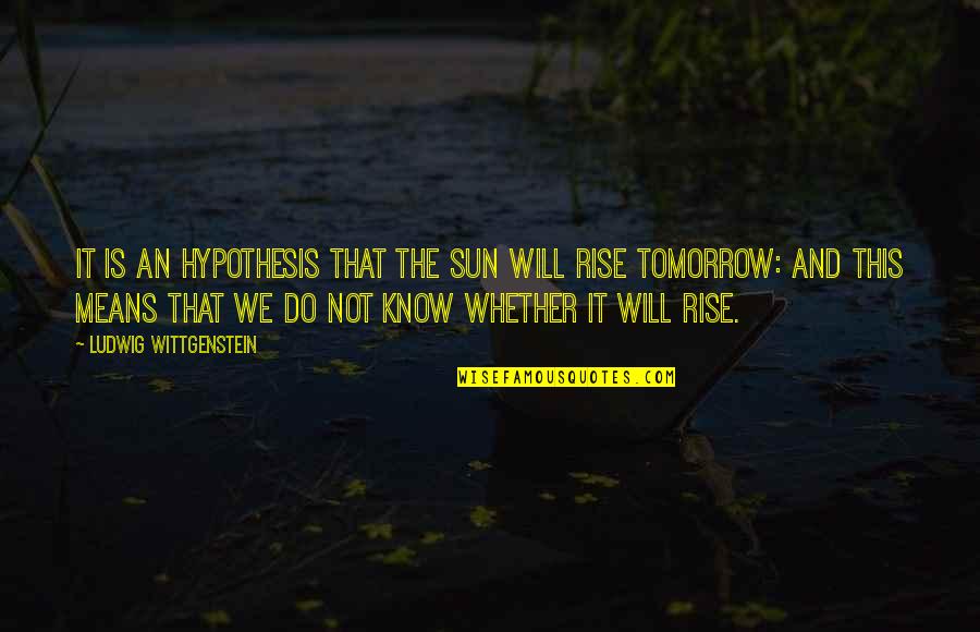 Guidare La Quotes By Ludwig Wittgenstein: It is an hypothesis that the sun will