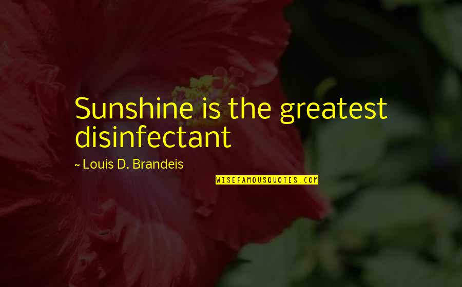 Gun Free Zone Quotes By Louis D. Brandeis: Sunshine is the greatest disinfectant