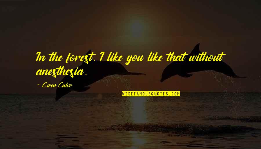 Gwen Quotes By Gwen Calvo: In the forest, I like you like that