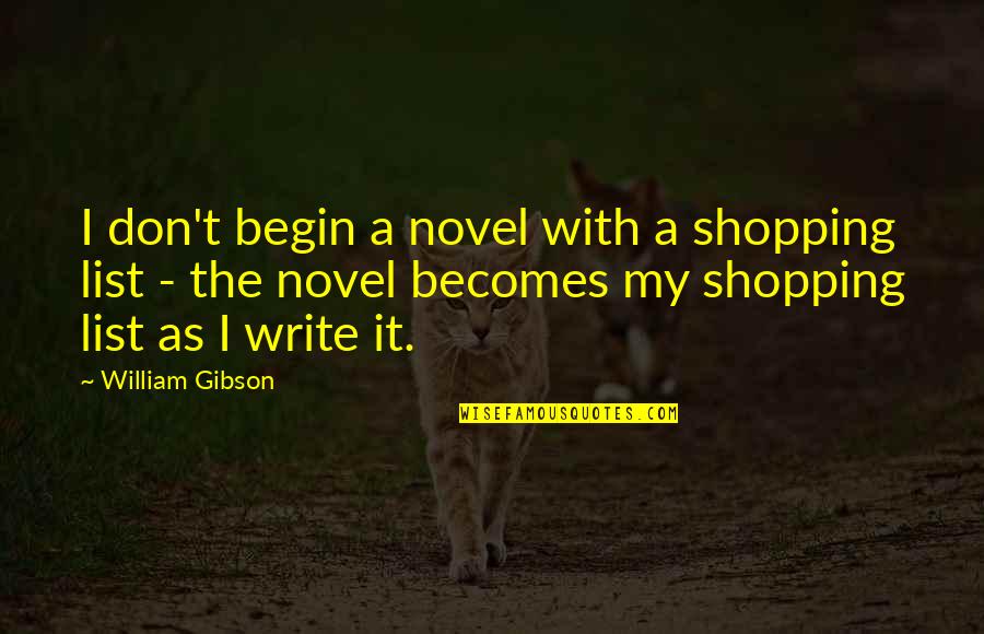 Habitos De Estudio Quotes By William Gibson: I don't begin a novel with a shopping