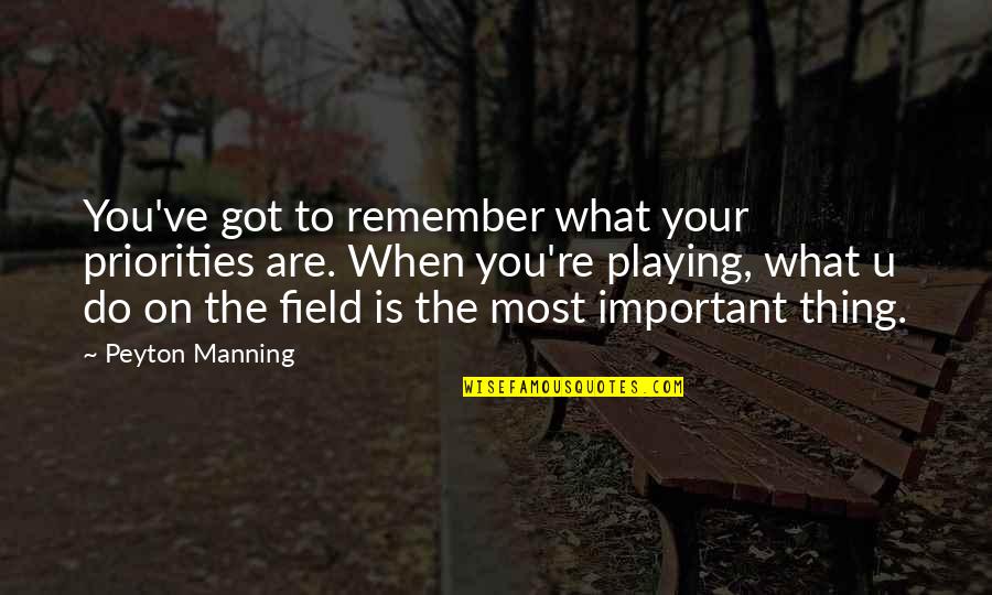 Hacer Subjunctive Quotes By Peyton Manning: You've got to remember what your priorities are.