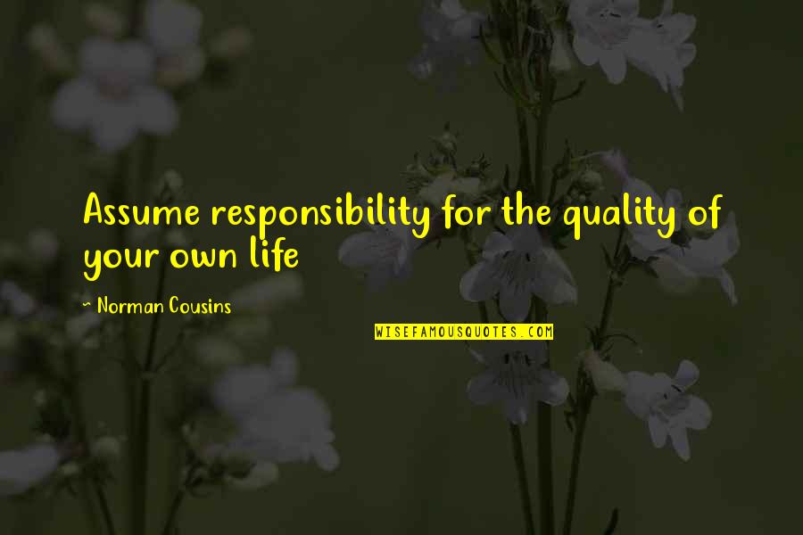 Haick Business Quotes By Norman Cousins: Assume responsibility for the quality of your own