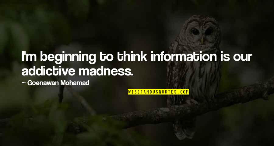 Halottak Napi Quotes By Goenawan Mohamad: I'm beginning to think information is our addictive