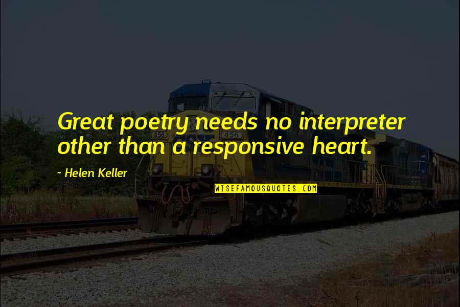 Hamlet Intelligence Quotes By Helen Keller: Great poetry needs no interpreter other than a