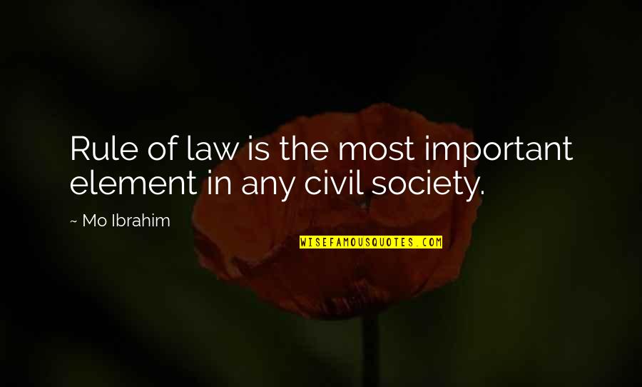 Hammurabi And His Codes Quotes By Mo Ibrahim: Rule of law is the most important element