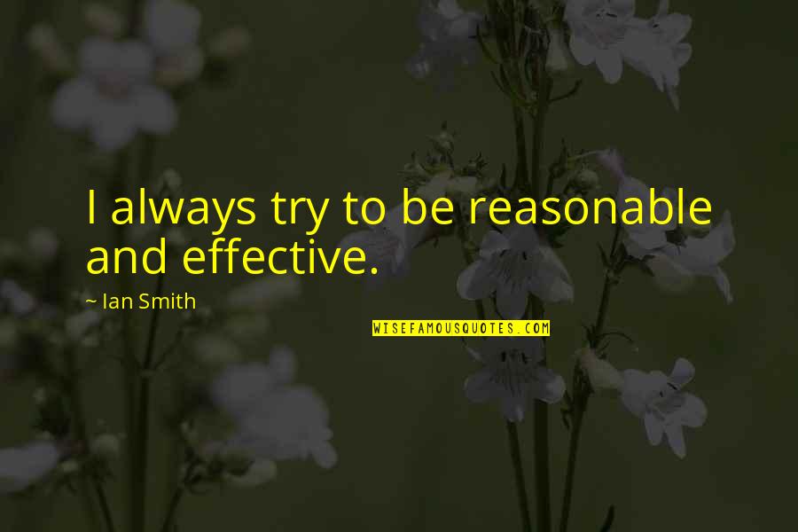 Hanos Delft Quotes By Ian Smith: I always try to be reasonable and effective.