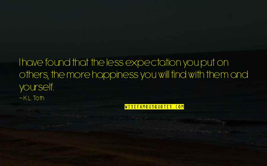 Happiness With Yourself Quotes By K.L. Toth: I have found that the less expectation you