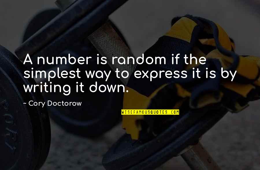 Happy Sewing Quotes By Cory Doctorow: A number is random if the simplest way