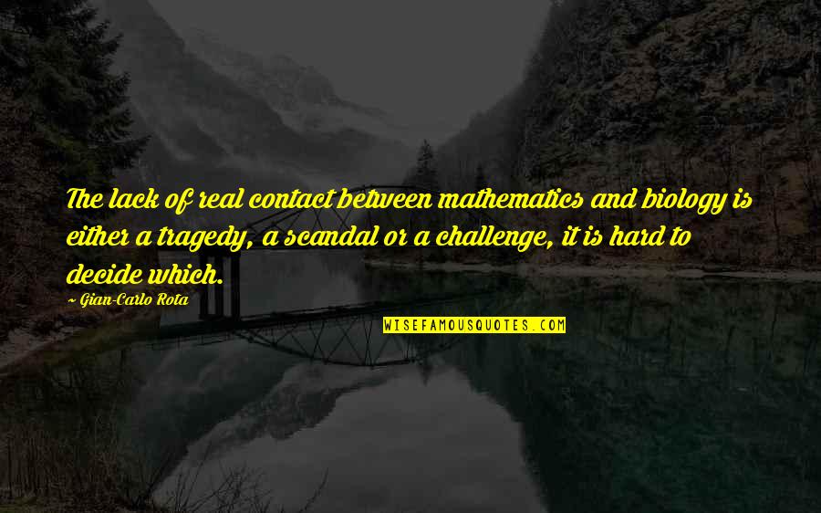 Hard To Decide Quotes By Gian-Carlo Rota: The lack of real contact between mathematics and