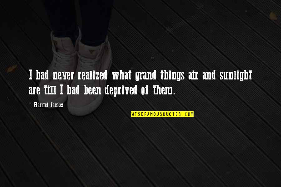 Harriet's Quotes By Harriet Jacobs: I had never realized what grand things air